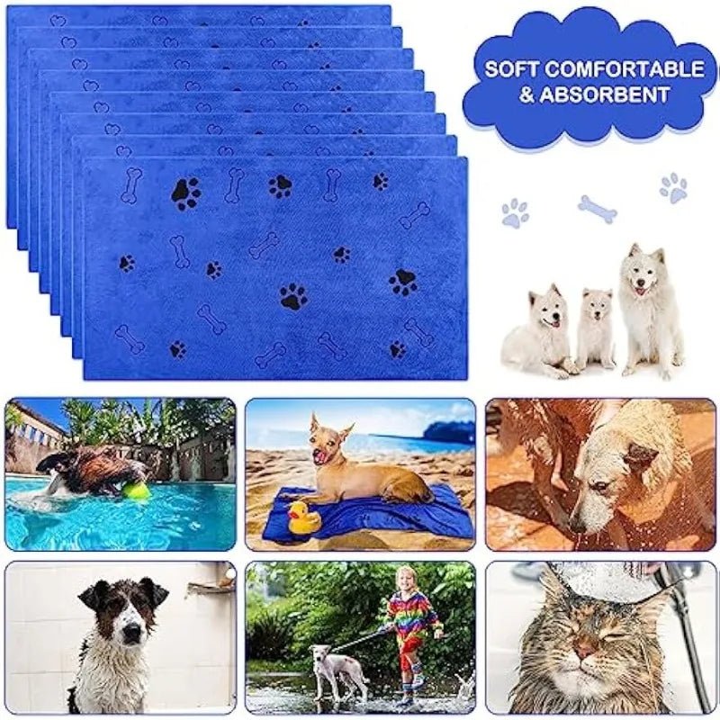 Blue Quick-Dry Microfiber Dog Towel – Ultra Absorbent Pet Bath Towel - PeakPaws Co.