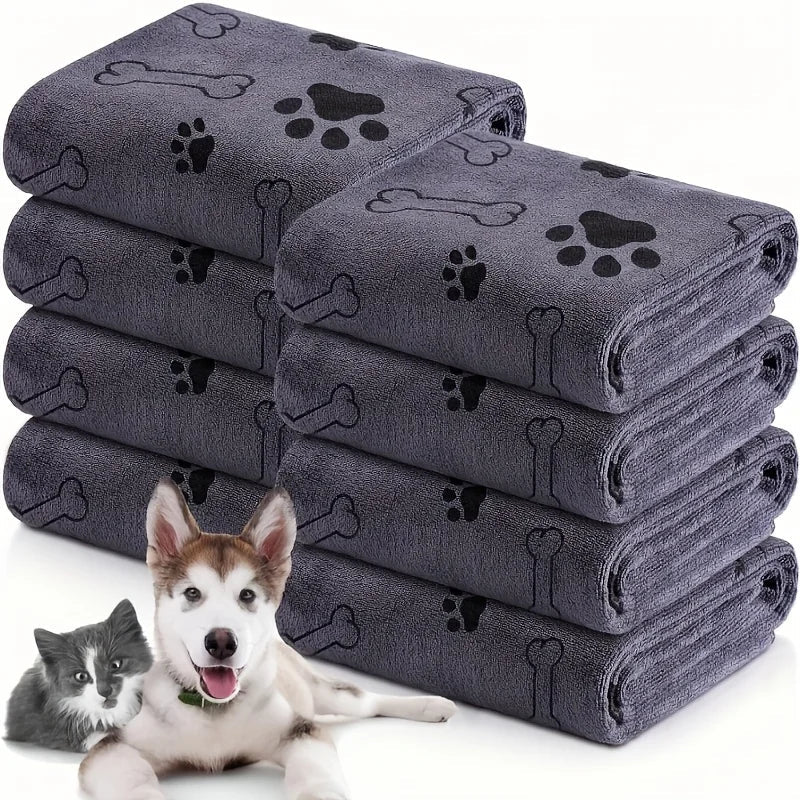 Gray Quick-Dry Microfiber Dog Towel – Ultra Absorbent Pet Bath Towel - PeakPaws Co.