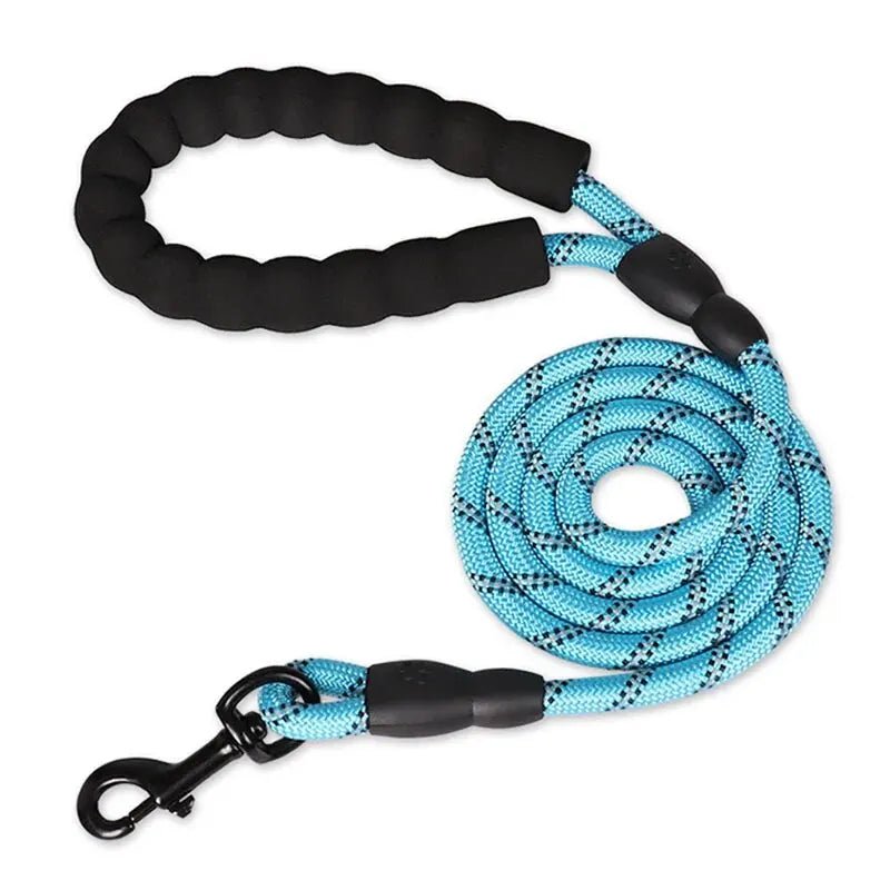 Reflective Heavy Duty Dog Leash with Padded Handle - PeakPaws Co. blue