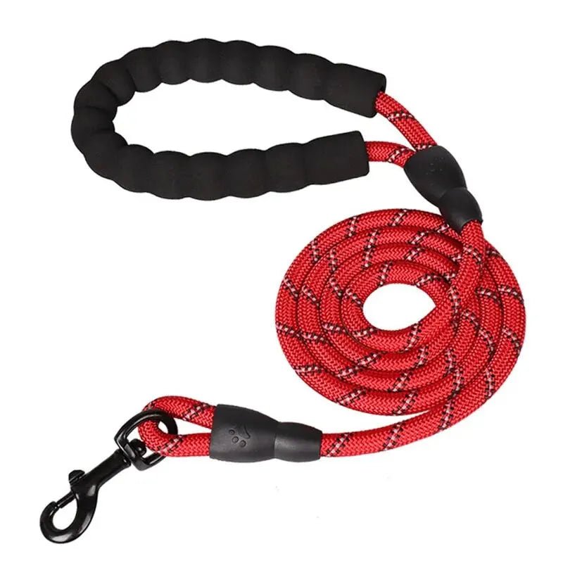 Reflective Heavy Duty Dog Leash with Padded Handle - PeakPaws Co. red