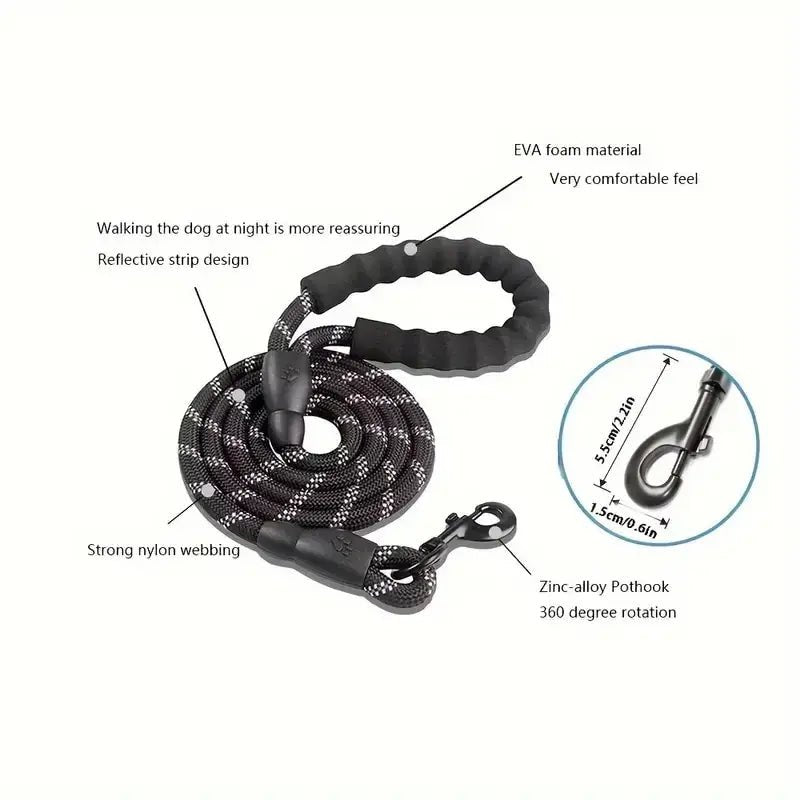 Reflective Heavy Duty Dog Leash with Padded Handle - PeakPaws Co.
