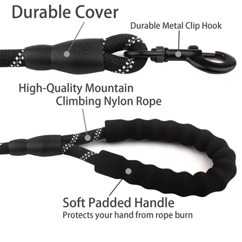 Reflective Heavy Duty Dog Leash with Padded Handle - PeakPaws Co.