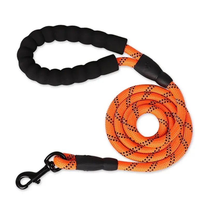 Reflective Heavy Duty Dog Leash with Padded Handle - PeakPaws Co. orange