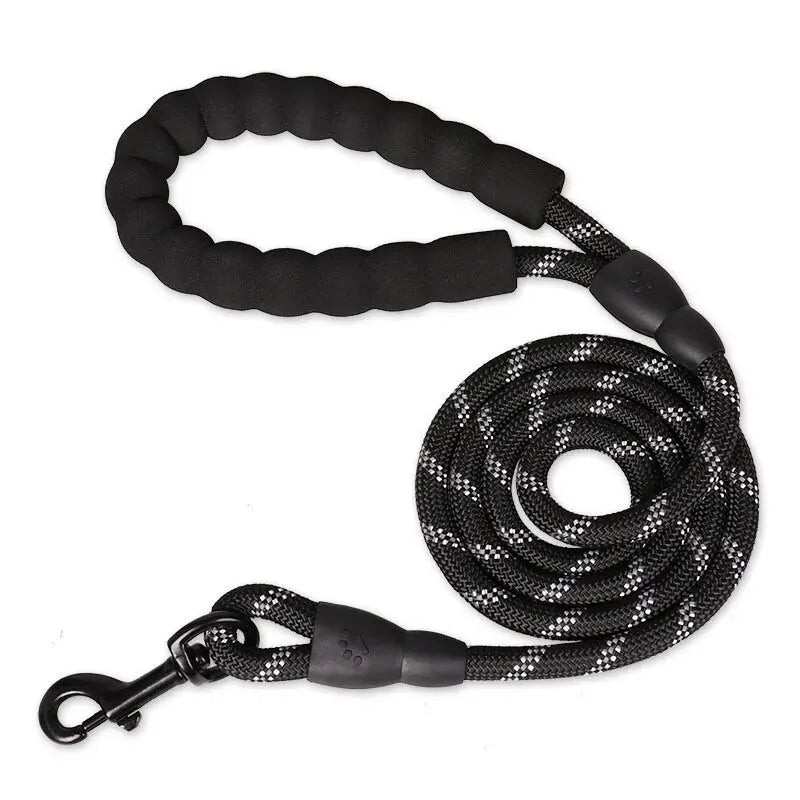 Reflective Heavy Duty Dog Leash with Padded Handle - PeakPaws Co. black