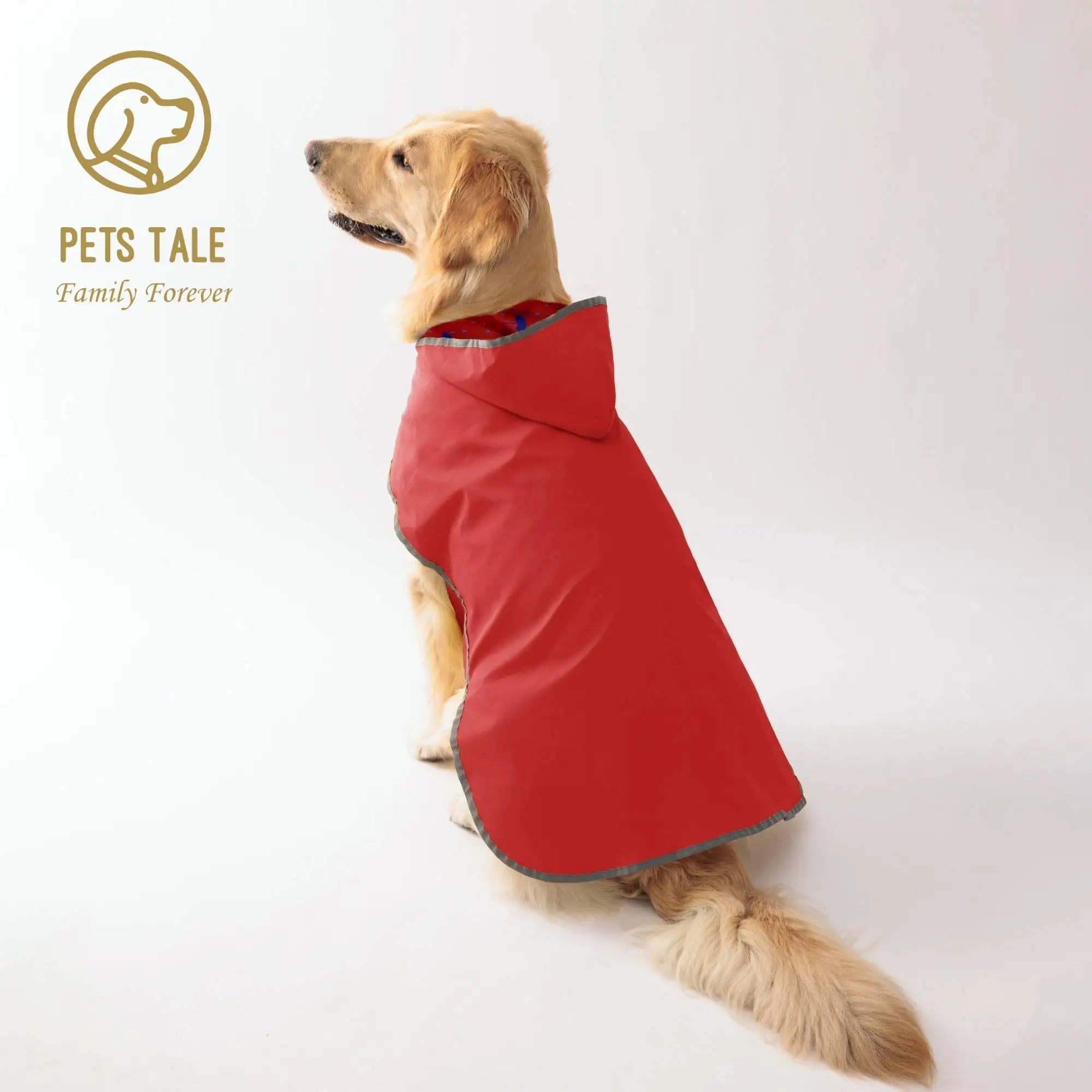 red Reversible Dog Raincoat with Reflective Trim – Waterproof Jacket for Outdoor Adventures (XS–5XL) - PeakPaws Co.