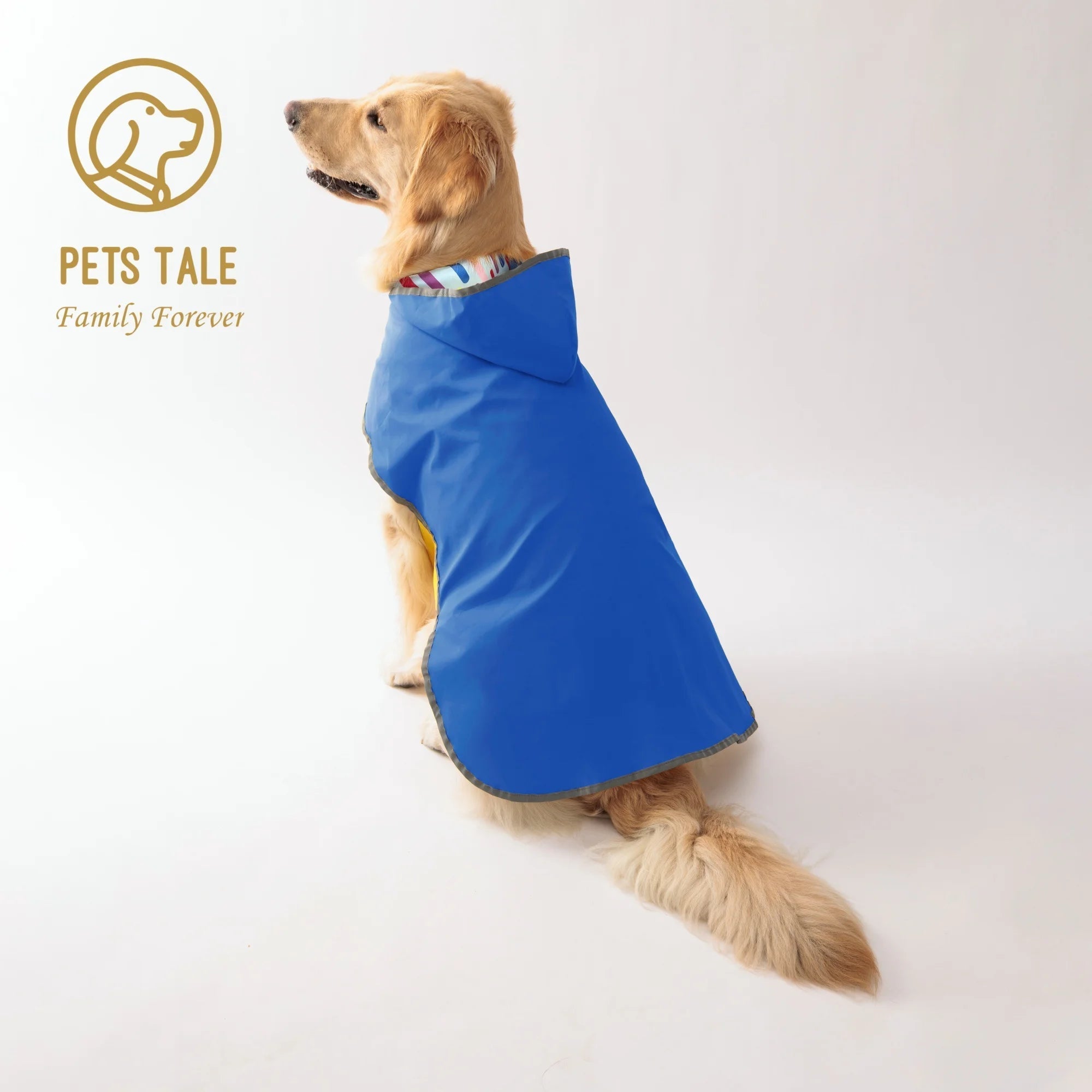 Reversible Dog Raincoat with Reflective Trim – Waterproof Jacket for Outdoor Adventures (XS–5XL) - PeakPaws Co. blue
