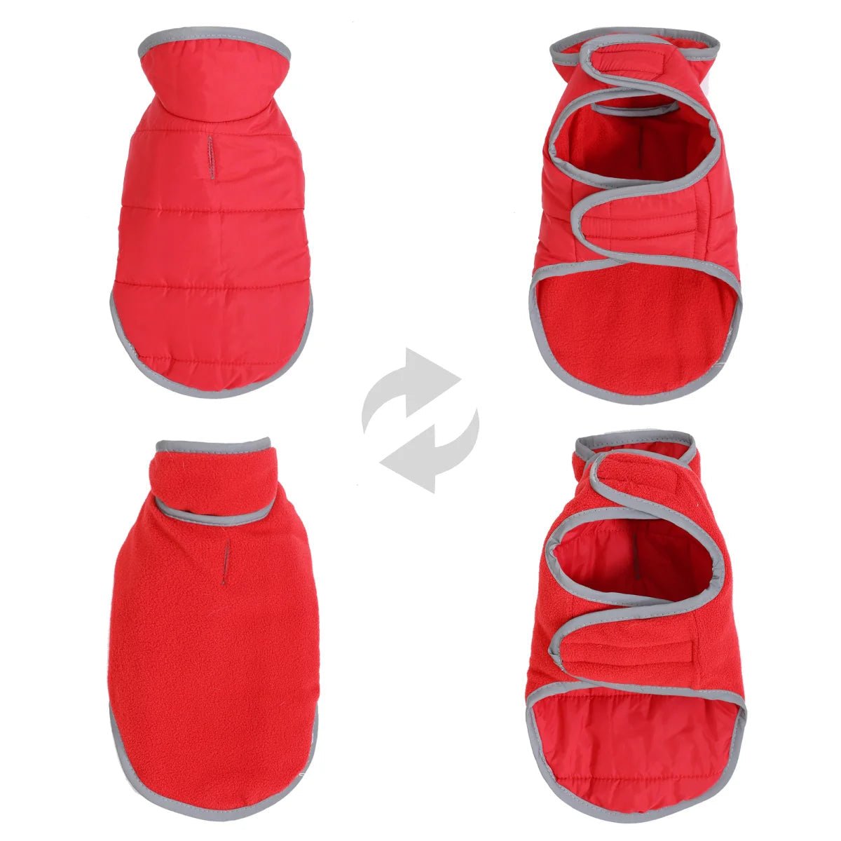 red Reversible Waterproof Dog Coat with Fleece Lining – Warm Reflective Winter Jacket - PeakPaws Co.