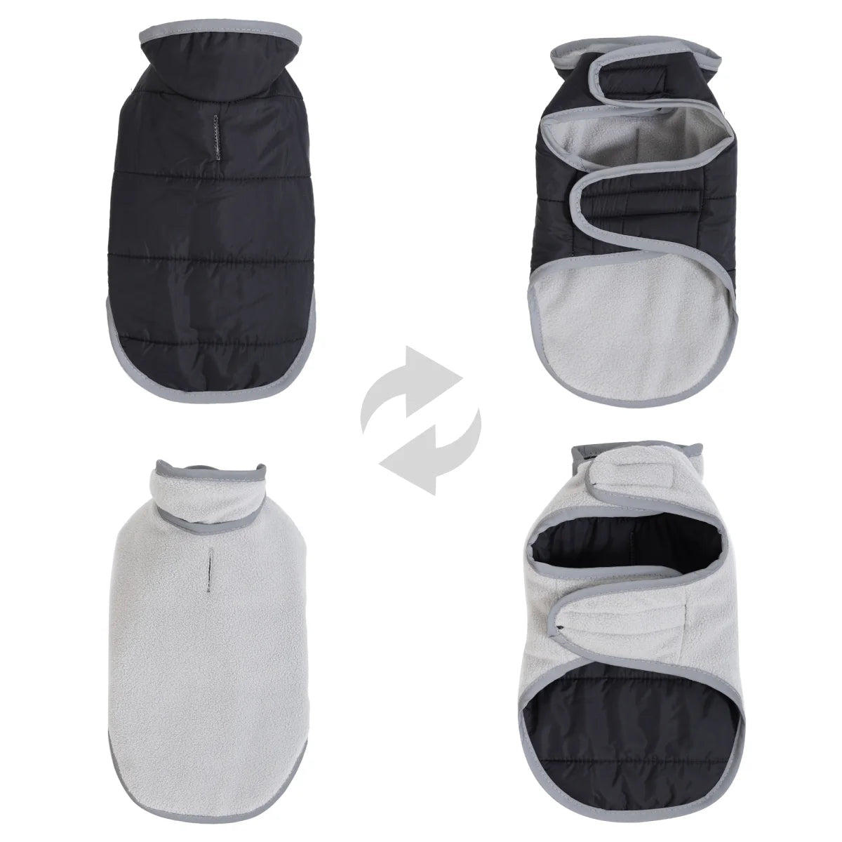 black gray Reversible Waterproof Dog Coat with Fleece Lining – Warm Reflective Winter Jacket - PeakPaws Co.