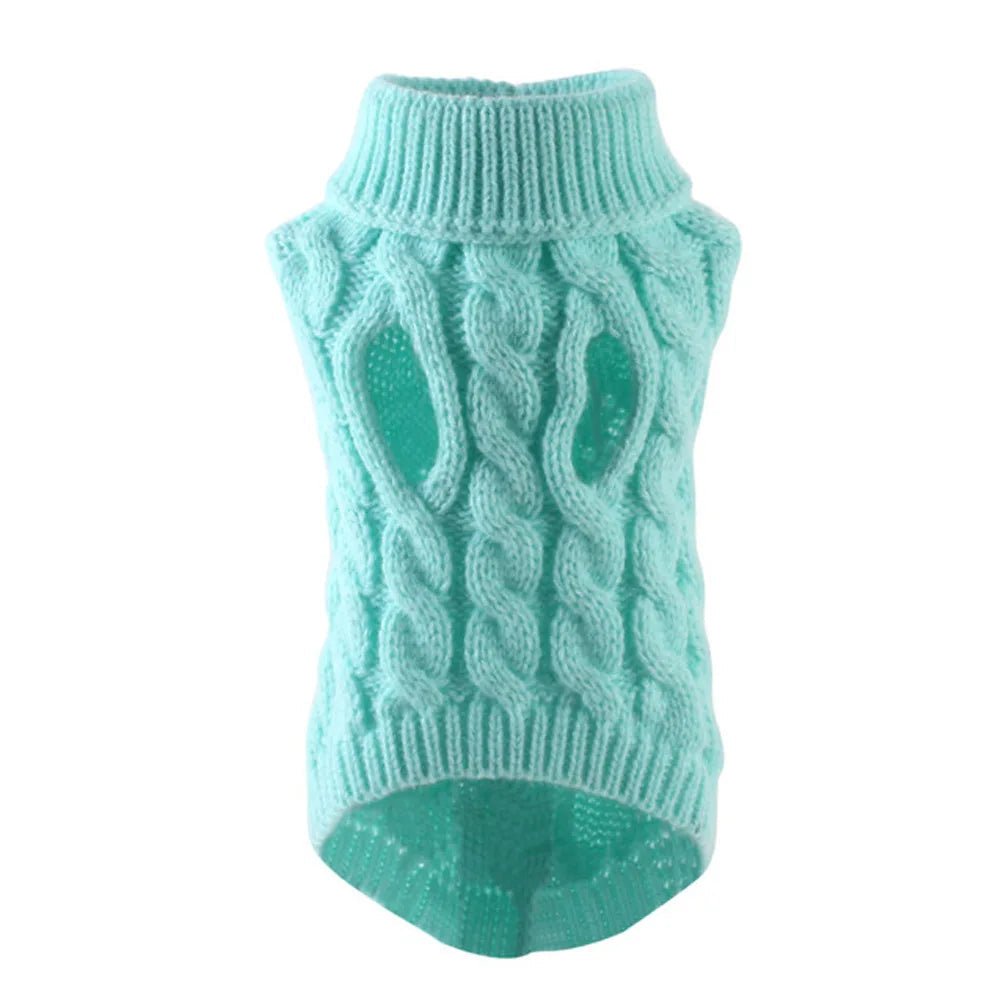 blue Small Dog Knit Sweater – Warm Winter Dog Clothing for Small Dogs Under 15 lbs (8 Colors) - PeakPaws Co.