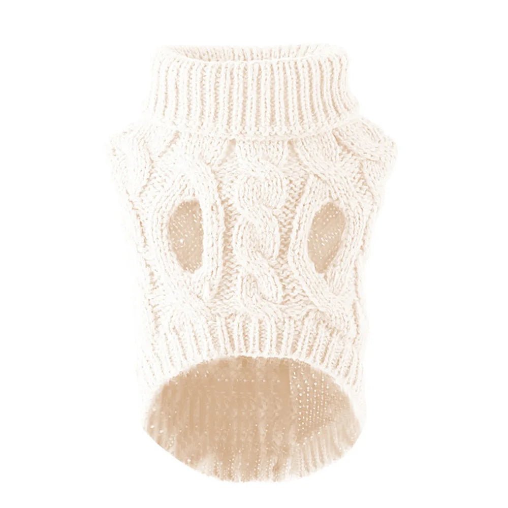 white beige Small Dog Knit Sweater – Warm Winter Dog Clothing for Small Dogs Under 15 lbs (8 Colors) - PeakPaws Co.