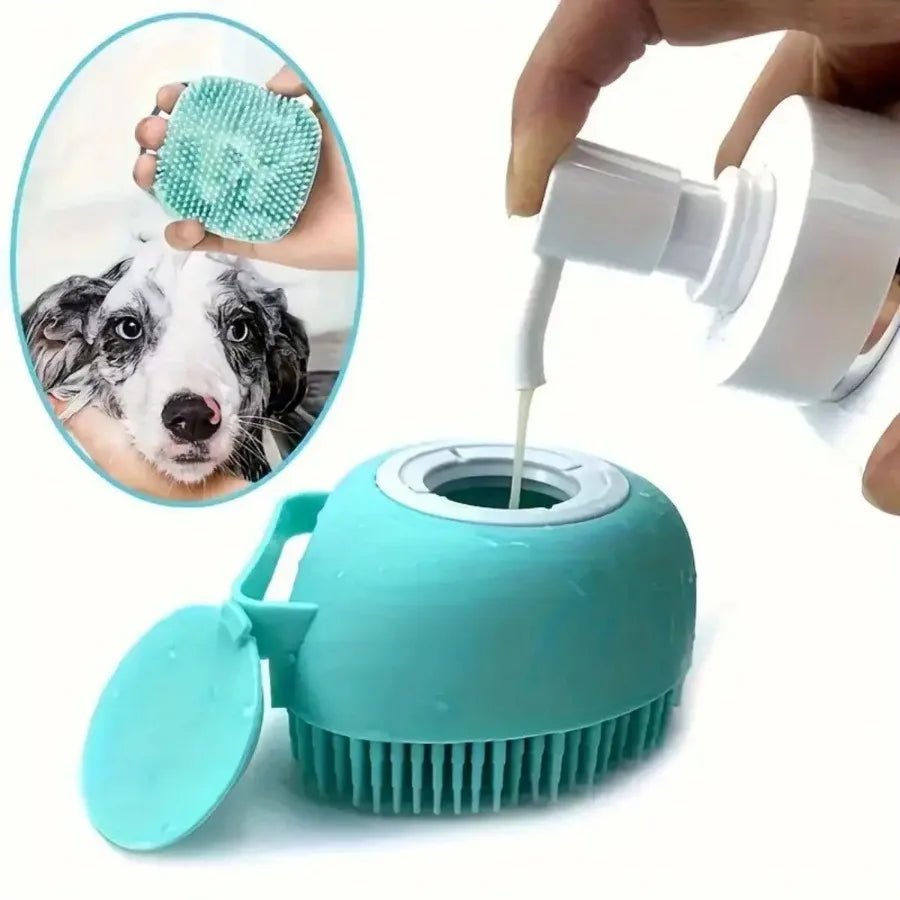 Soft Dog Bath Brush with Shampoo Dispenser - PeakPaws Co.