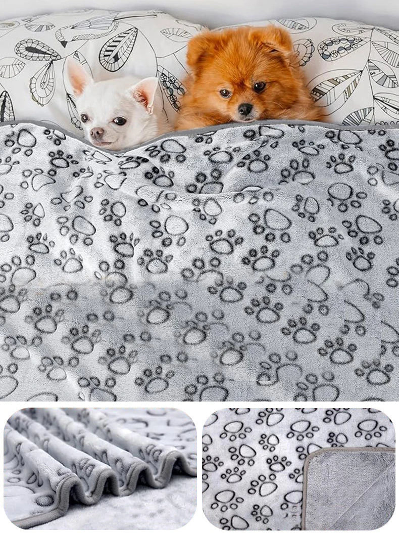 Soft Fluffy Dog Blanket – Warm Paw Print Pet Blanket in 5 Sizes - PeakPaws Co.