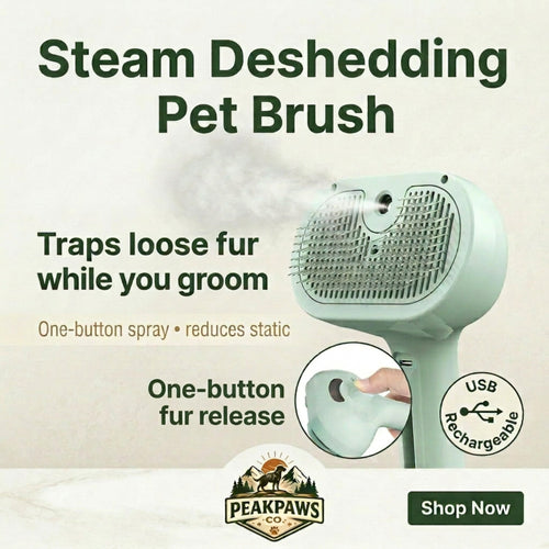 Steam Dog Grooming Brush – USB Rechargeable Deshedding Comb with Spray - PeakPaws Co.