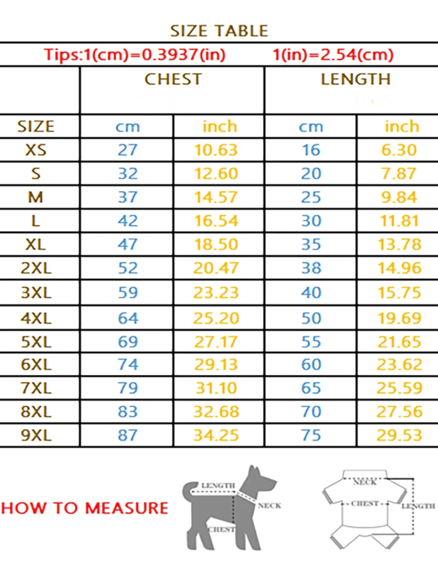 Size Chart for The Dog Face Hoodie – Warm Dog Sweatshirt for Small to Large Dogs (Up to 80 lbs, 5 Colors) - PeakPaws Co.