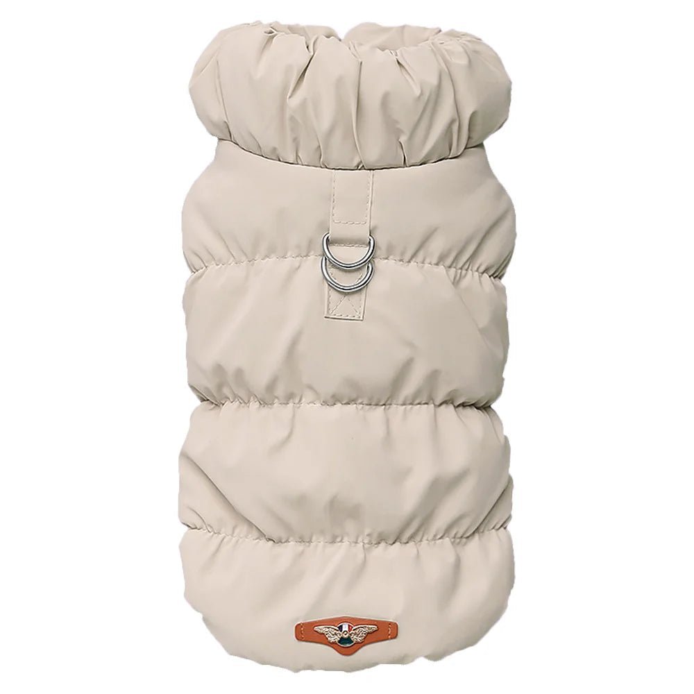 Warm Padded Dog Vest with D-Ring – Soft Winter Jacket for Small & Medium Dogs (Under 40 lbs, 7 Colors) - PeakPaws Co. beige