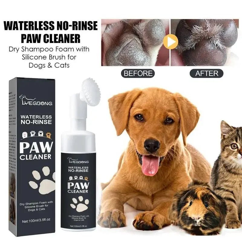 Waterless Dog Paw Cleaner Foam with Brush – Portable No-Rinse Paw Wash (100ml) - PeakPaws Co.