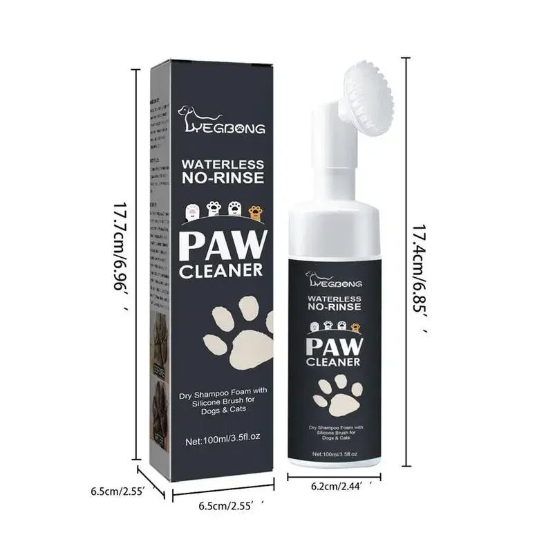Waterless Dog Paw Cleaner Foam with Brush – Portable No-Rinse Paw Wash (100ml) - PeakPaws Co.