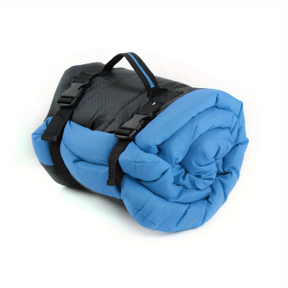 blue Waterproof Dog Bed Cushion – Portable Roll-Up Outdoor Dog Mattress - PeakPaws Co.