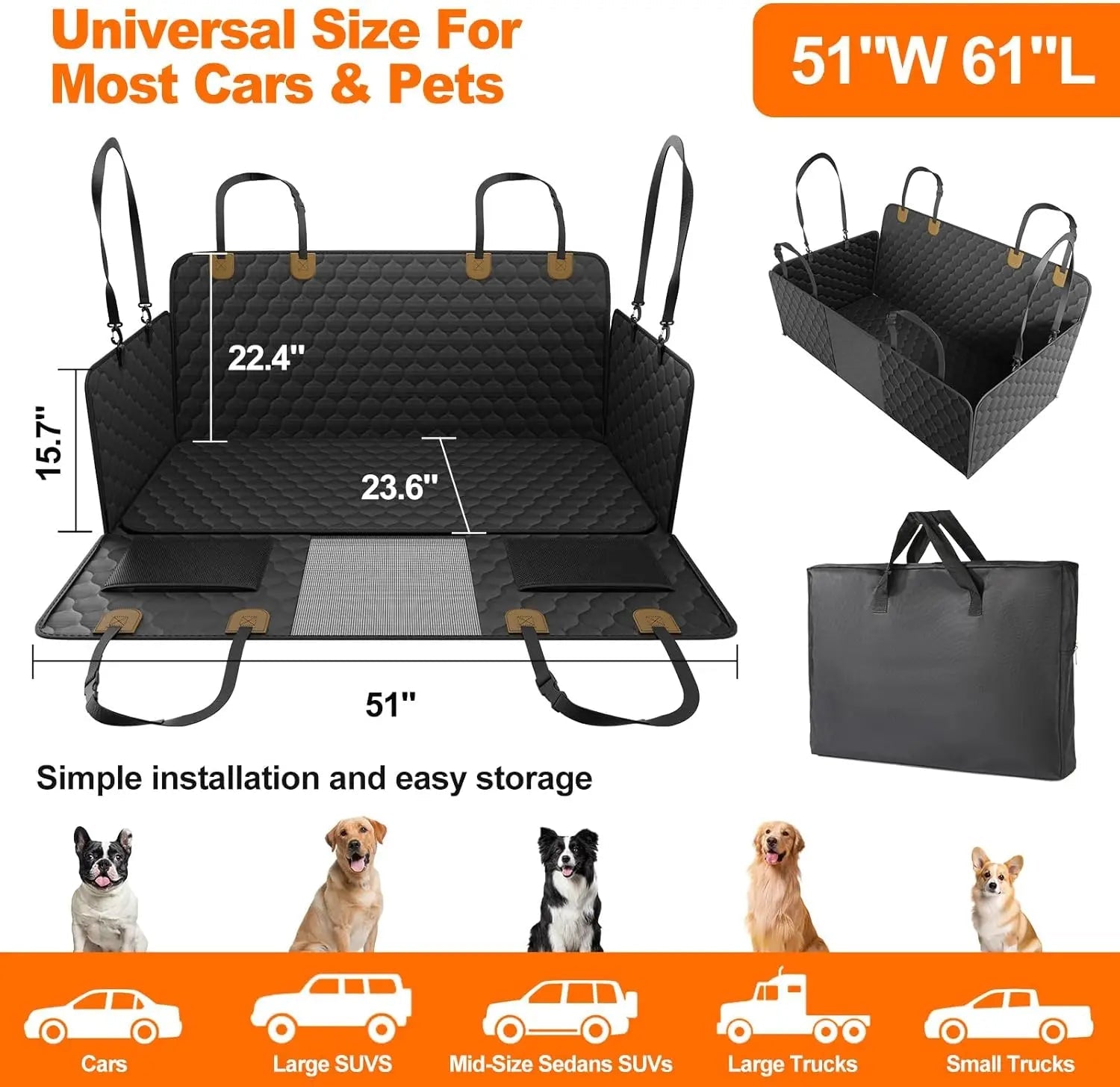 Waterproof Dog Car Backseat Cover/Hammock with Mesh - PeakPaws Co.