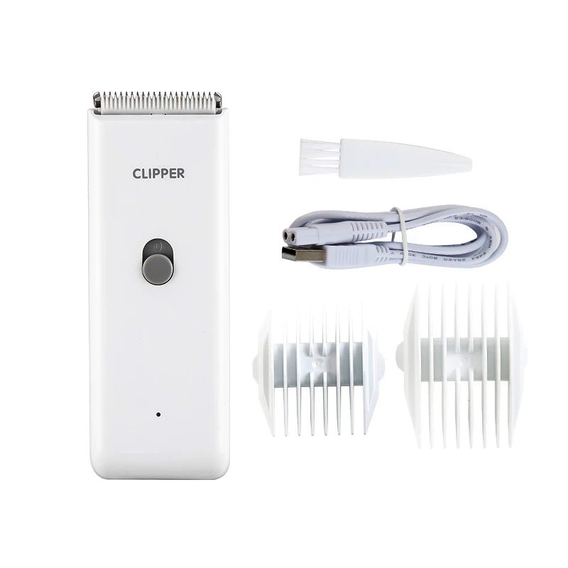 white Waterproof Dog Grooming Clippers – Quiet USB Rechargeable Pet Hair Trimmer with Ceramic Blades - PeakPaws Co.