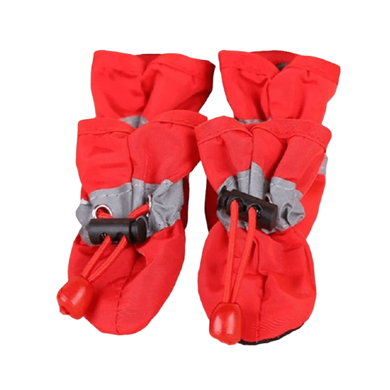 Waterproof Dog Rain Boots (4-Pack) – Anti-Slip Paw Protectors for Hiking, Rain & Mud - PeakPaws Co. red