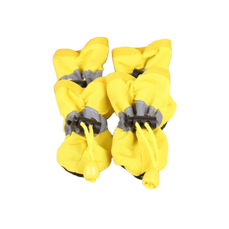 Waterproof Dog Rain Boots (4-Pack) – Anti-Slip Paw Protectors for Hiking, Rain & Mud - PeakPaws Co. yellow