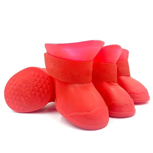 Waterproof Dog Rain Boots – Anti-Slip Rubber Paw Protectors - PeakPaws Co. red