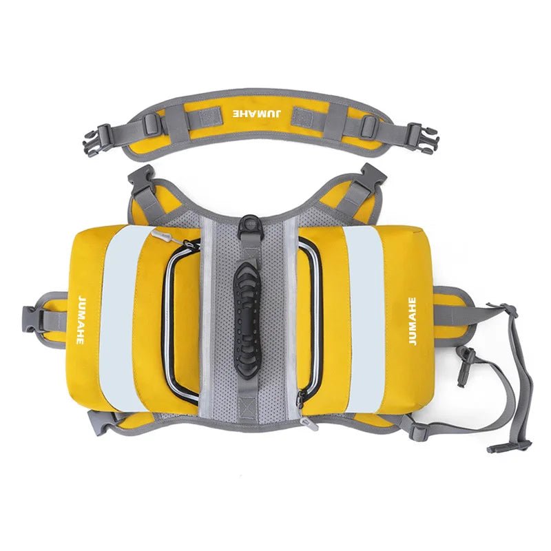Waterproof Dog Saddle Backpack – Reflective Tactical Dog Pack with Storage (6 Colors) - PeakPaws Co. yellow