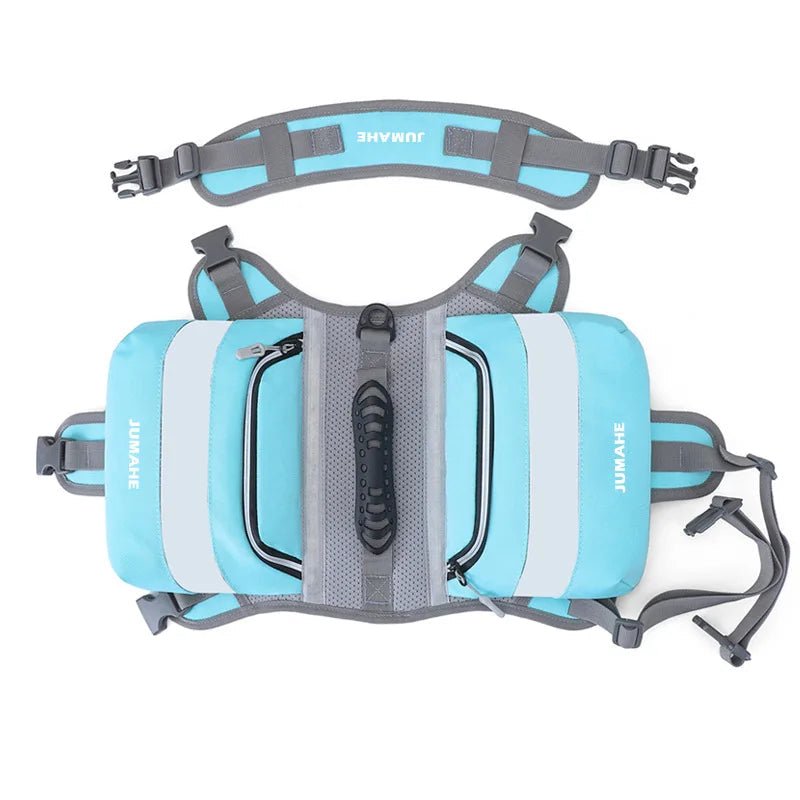 Waterproof Dog Saddle Backpack – Reflective Tactical Dog Pack with Storage (6 Colors) - PeakPaws Co. blue