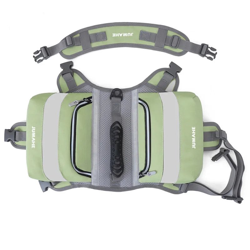 Waterproof Dog Saddle Backpack – Reflective Tactical Dog Pack with Storage (6 Colors) - PeakPaws Co. green