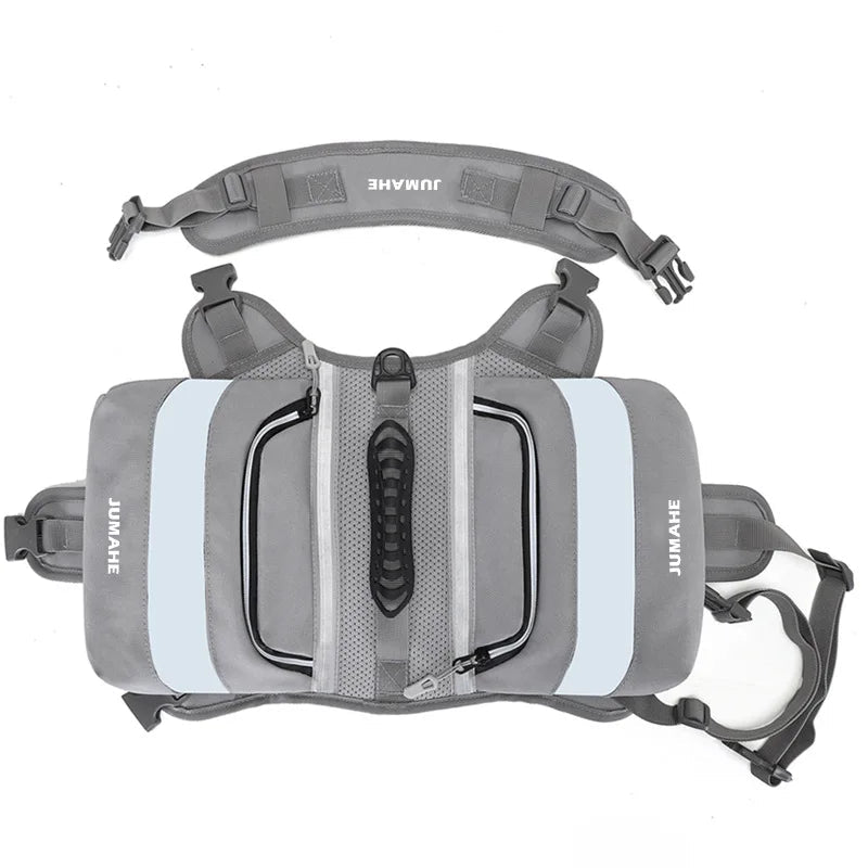 Waterproof Dog Saddle Backpack – Reflective Tactical Dog Pack with Storage (6 Colors) - PeakPaws Co. gray
